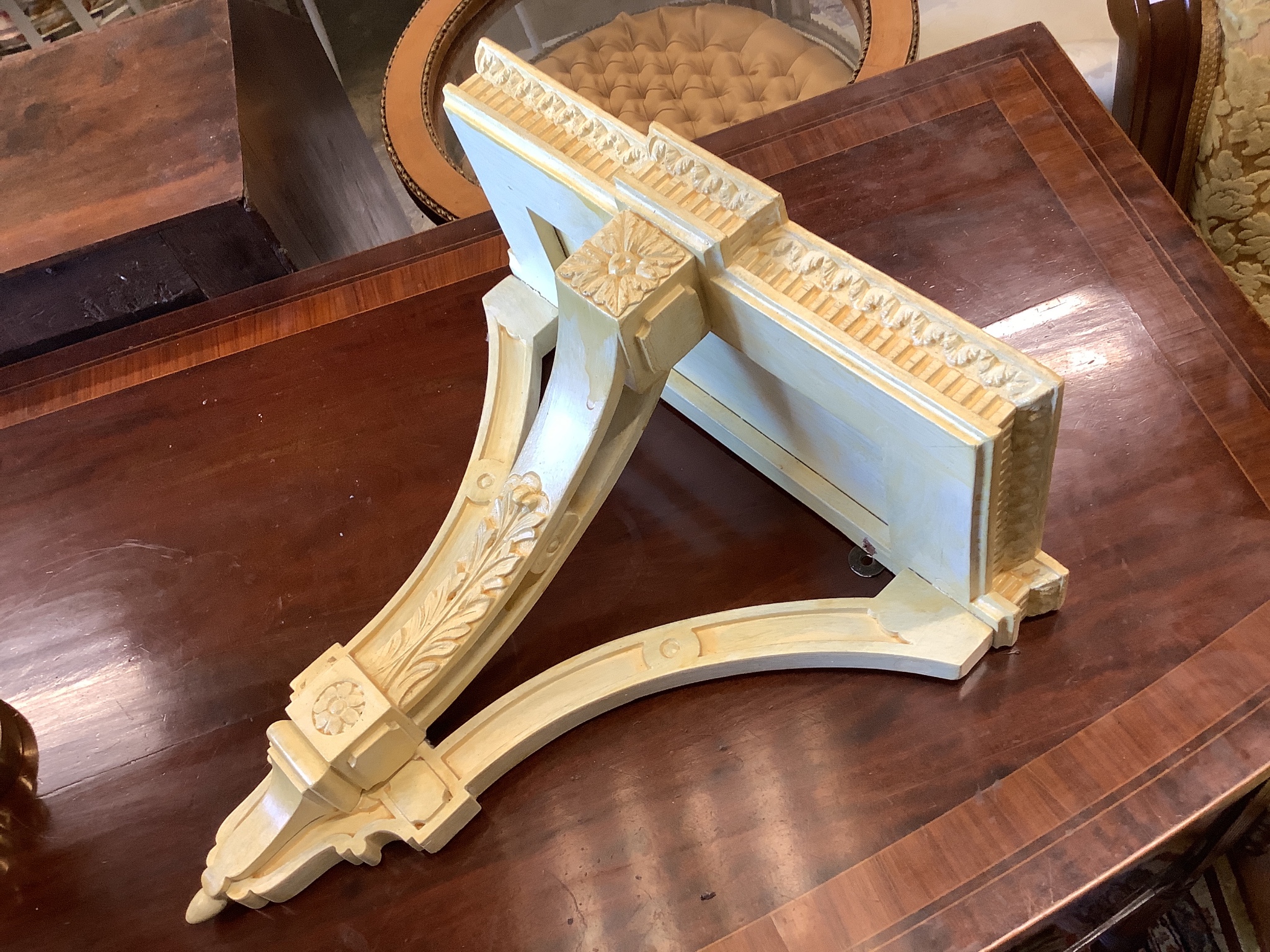 A Victorian later white painted wood and gesso girandole wall mirror, width 40cm, height 81cm together with a painted wall bracket.